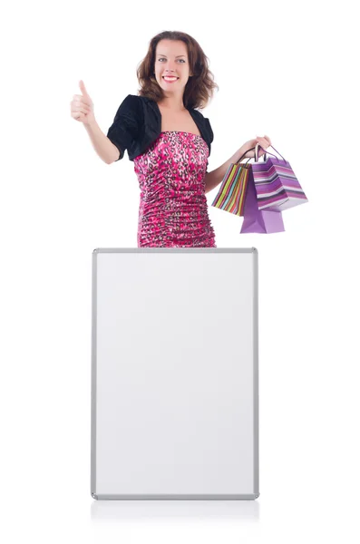 Female model with gifts — Stock Photo, Image