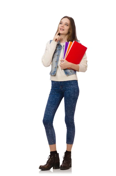 Menina sorrindo jovem isolado no branco — Fotografia de Stock