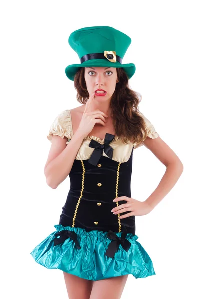 Weibliches Modell in irischem Kostüm — Stockfoto