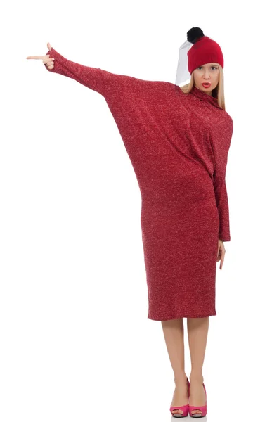 Женщина в рубиновом платье — стоковое фото