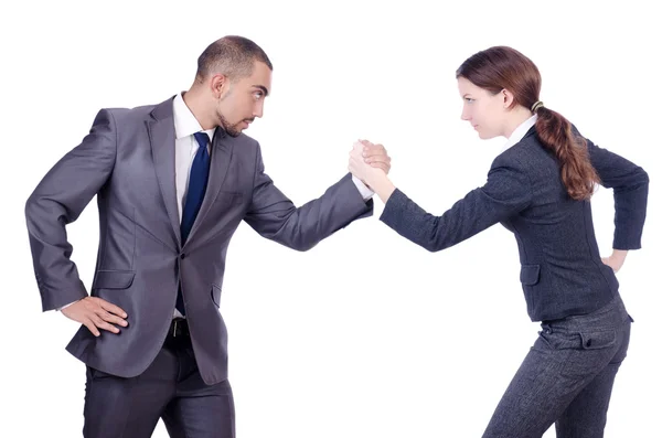 Man en vrouw in klederdracht geïsoleerd op wit — Stockfoto