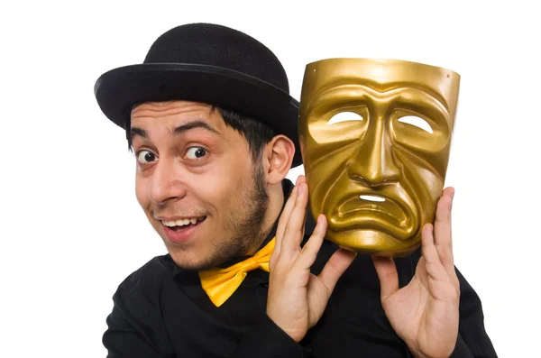 Man with golden Venetian mask — Stock Photo, Image