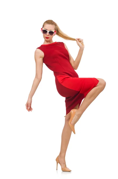 Kvinne i rød kjole – stockfoto