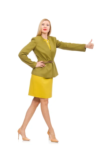 Vrouw in levendige jas — Stockfoto