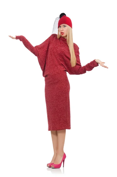 Kvinna i ruby klänning — Stockfoto