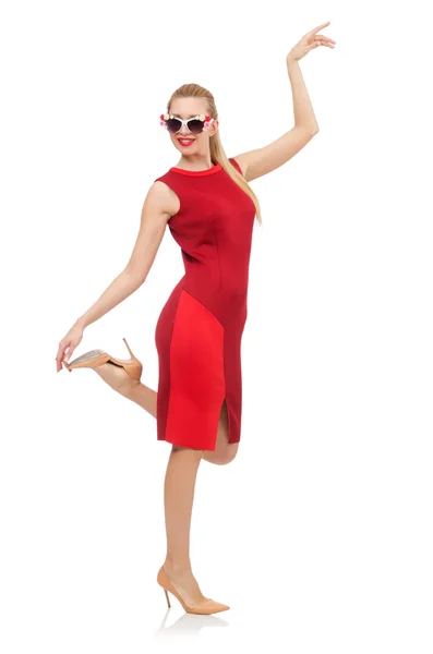 Donna in abito rosso — Foto Stock