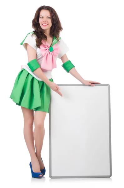 Vrouw model in cosplay kostuum geïsoleerd op wit — Stockfoto