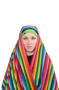 genç güzel kız beyaz izole kapalı kafa ile