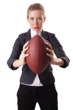 Rugby topu ile ofis çalışanı