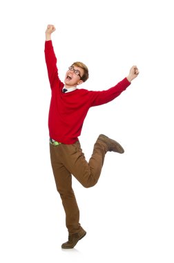 Beyaz üzerine komik öğrenci