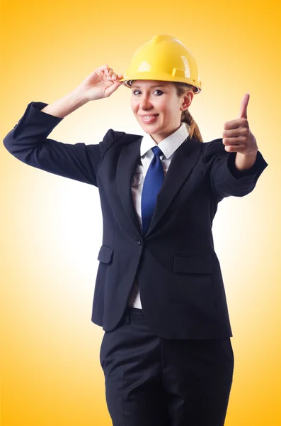 Businesswoman with hard hat — Stock Photo, Image