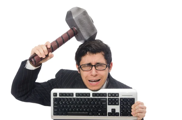 Empleado joven con teclado — Foto de Stock