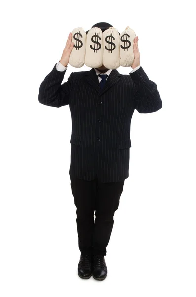 Employee holding money bags — Stock Photo, Image