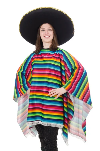 Chica bastante mexicana en pocho vívido aislado en blanco — Foto de Stock