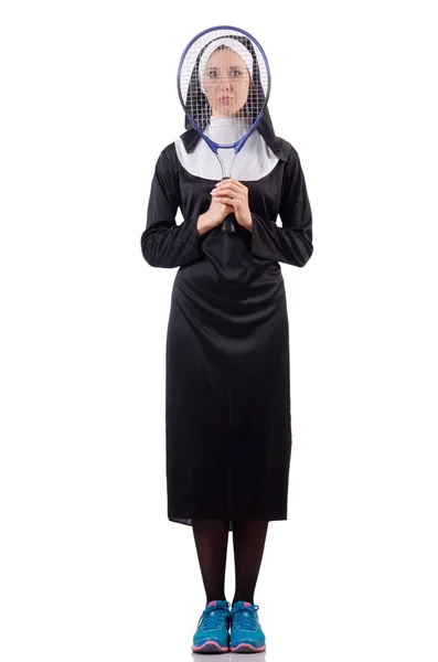 Ładny zakonnica na biały — Zdjęcie stockowe