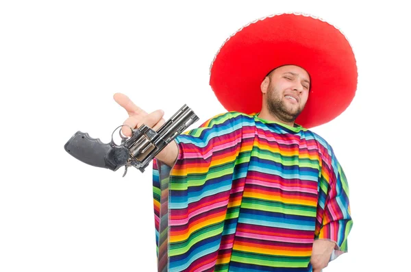 Funny mexican holding pistol — Stock Photo, Image