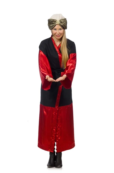 Female in red magician suit — Stock Photo, Image