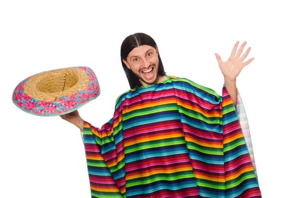 Knappe man in levendige poncho — Stockfoto