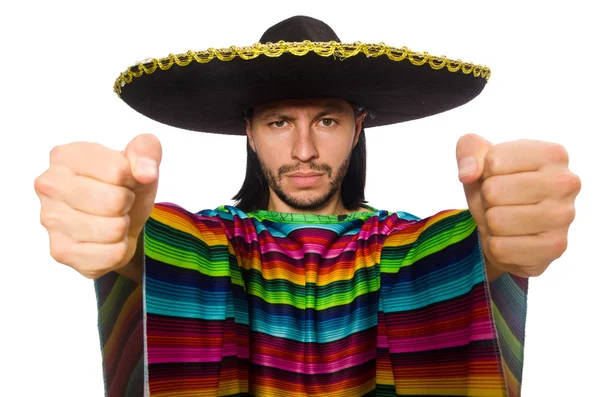 Hombre guapo en poncho vívido — Foto de Stock