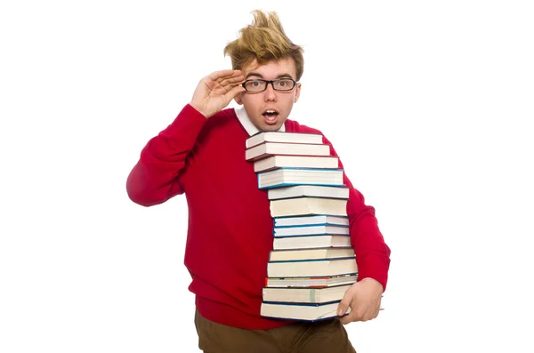 Funny student with books — Stock Photo, Image