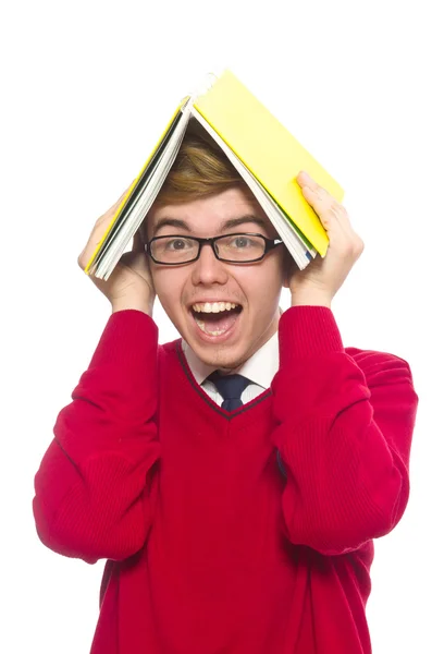 Grappige student met boek — Stockfoto