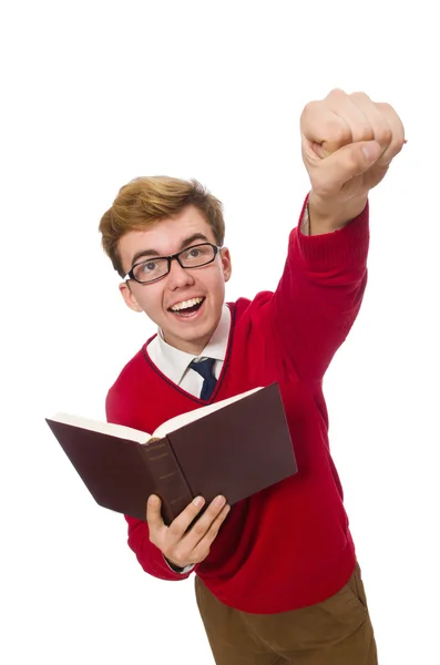 Estudiante divertido con libro —  Fotos de Stock