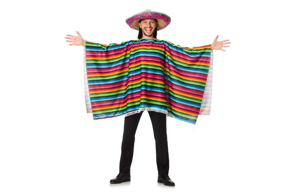 Hombre guapo en poncho vívido — Foto de Stock