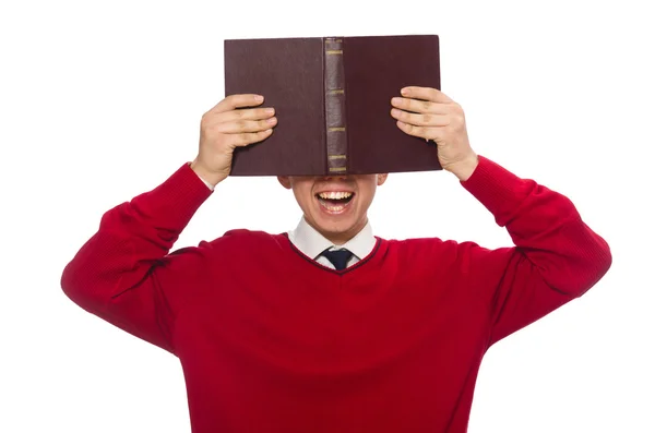Смешной студент с книгой — стоковое фото