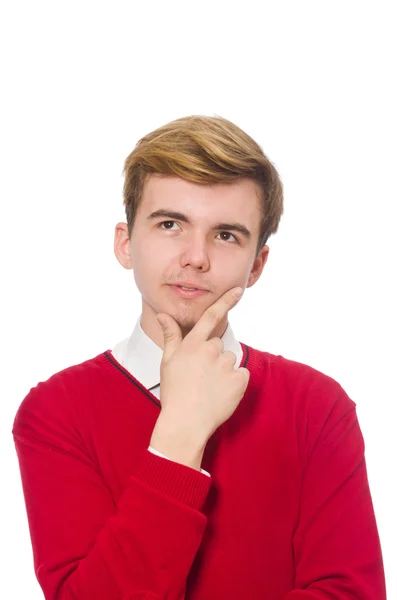 Étudiant drôle sur blanc — Photo