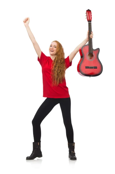 Hübsches Mädchen mit Gitarre — Stockfoto
