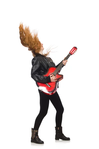 Bella ragazza con la chitarra — Foto Stock