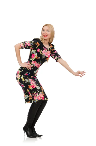 Meisje in bloemen jurk — Stockfoto