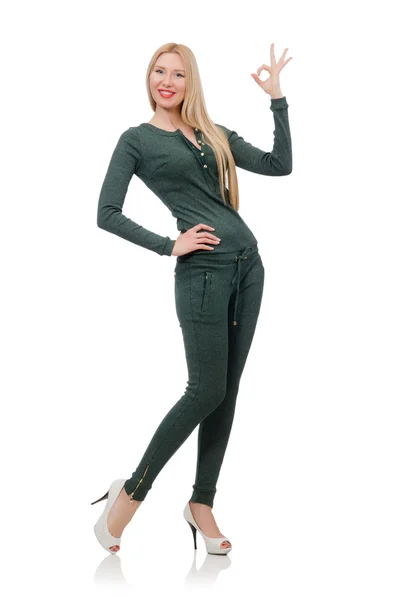 Kvinde i grønt tøj - Stock-foto