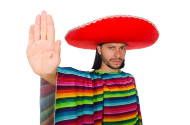 Beyaz pançolu yakışıklı adam izole edilmiş.