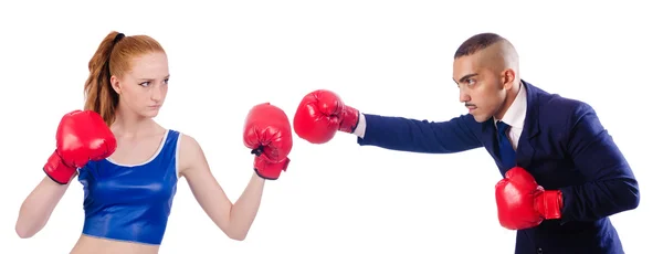 Pair boxing isolated on the white — Stock Photo, Image
