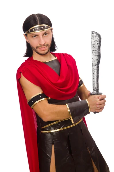 Gladiátor s mečem izolovaných na bílém — Stock fotografie