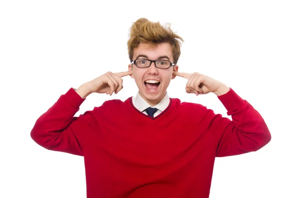 Studente isolato su bianco — Foto Stock