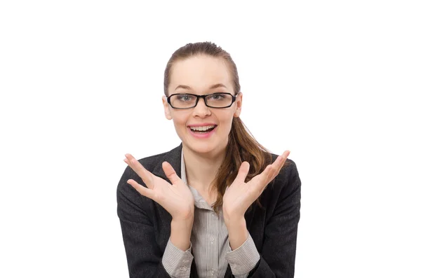 Working lady isolated on white — Stock Photo, Image