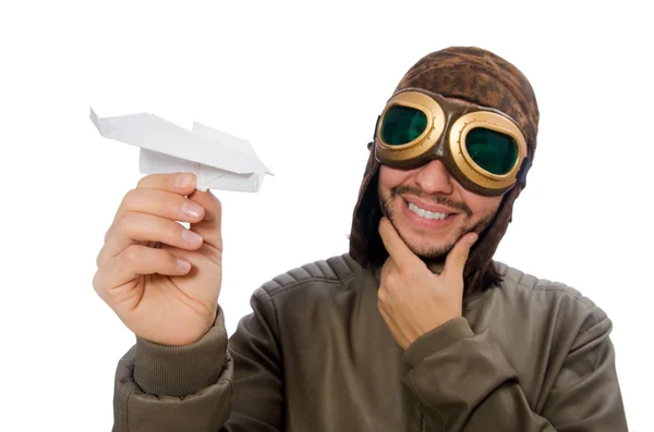 Funny pilot isolated on the white — Stock Photo, Image