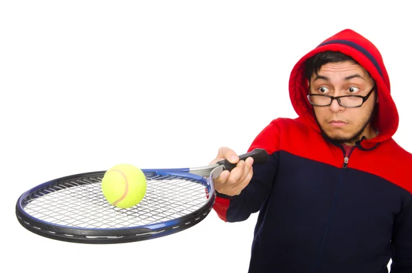 Giovane uomo che indossa costume sportivo isolato su bianco — Foto Stock