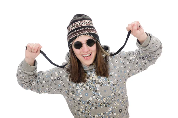 Jeune fille optimiste isolé sur blanc — Photo