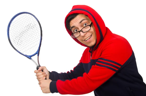 Hombre joven con traje deportivo aislado en blanco —  Fotos de Stock