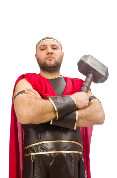 Gladiateur avec marteau isolé sur blanc — Photo