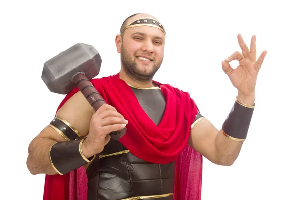 Gladiateur avec marteau isolé sur blanc — Photo