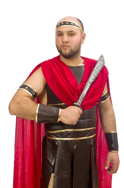 Gladiator har svärd isolerad på vit — Stockfoto