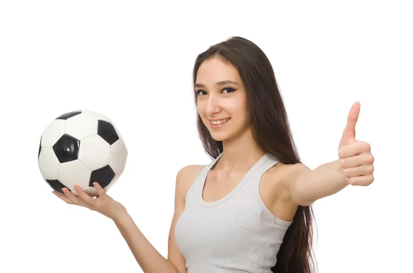 Una chica con bola aislada en blanco —  Fotos de Stock