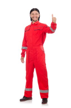 Teknisyen turuncu genel beyaz izole