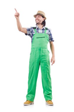 Erkek bahçıvan üzerinde beyaz izole