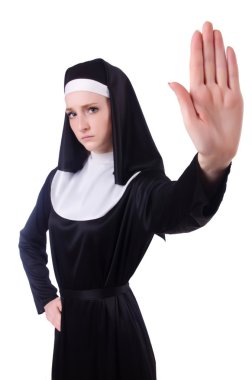 Beyaz arkaplanda Rahibe izole edildi