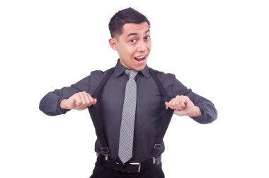 Bir genç adam giyen takım elbise